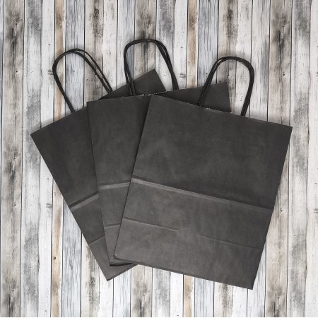 Крафт пакет с кручеными ручками, 24*14*28 (Ш*Г*В) см (черный)