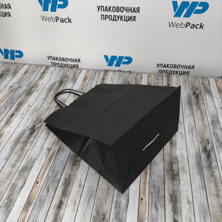 Крафт пакет с кручеными ручками, 24*14*28 (Ш*Г*В) см (черный)