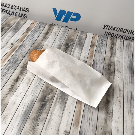 Крафт пакет с V-образным дном со складкой 9*4*20,5см, 40 г/м2 (белый)