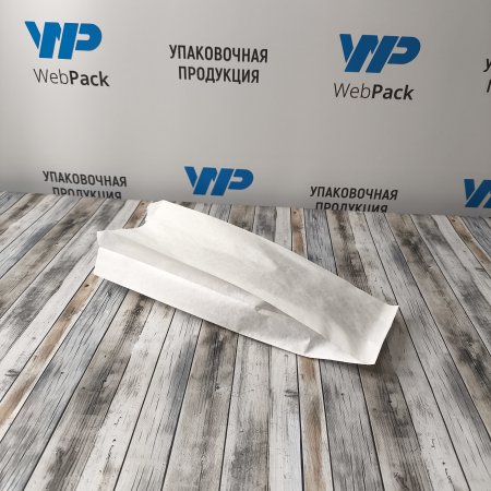 Крафт пакет с V-образным дном со складкой 10*6*30см, 40 г/м2 (белый)