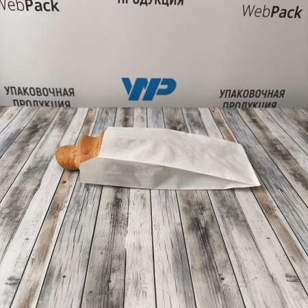 Крафт пакет с V-образным дном, жиростойкий 9*4*20,5см, 40 г/м2 (белый)