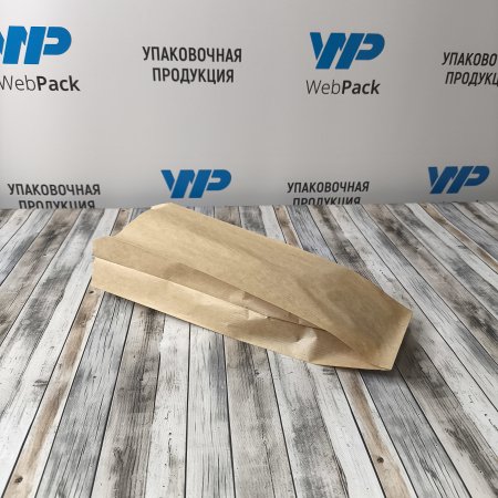Крафт пакет с V-образным дном со складкой 10*6*30см, 40 г/м2 (бурый) с клеевым клапаном