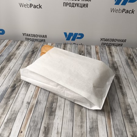 Крафт пакет с V-образным дном со складкой 17*7*30см, 40 г/м2 (белый)