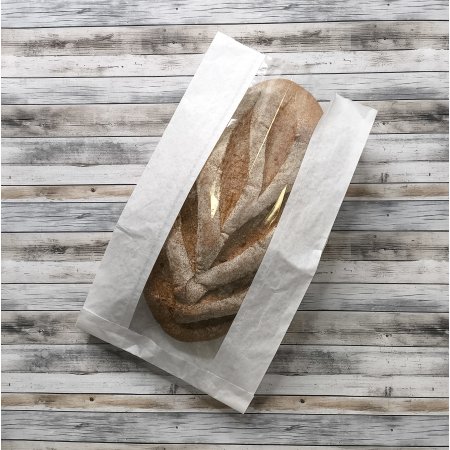 Крафт пакет с V-образным дном с окном 20(10)*6*34см, 40 г/м2 (белый)