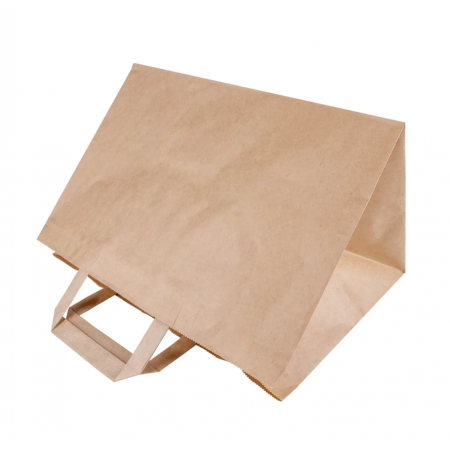 Крафт пакет с плоскими ручками, 32*20*22 (Ш*Г*В) см (бурый)