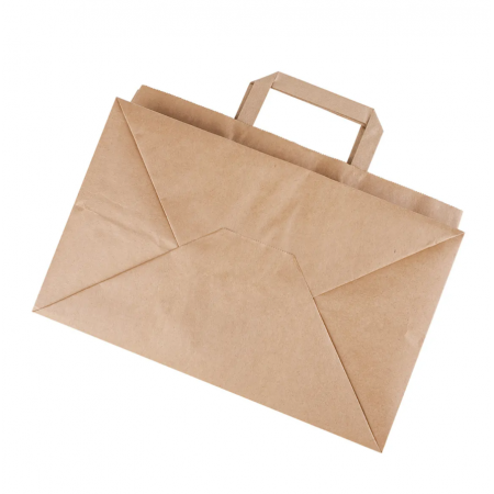 Крафт пакет с плоскими ручками, 32*20*22 (Ш*Г*В) см (бурый)