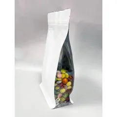Восьмишовный пакет 13,5×22,5 см (+6,5 см), с прозрачными фальцами, с замком и с плоским дном, белый матовый - фото 2